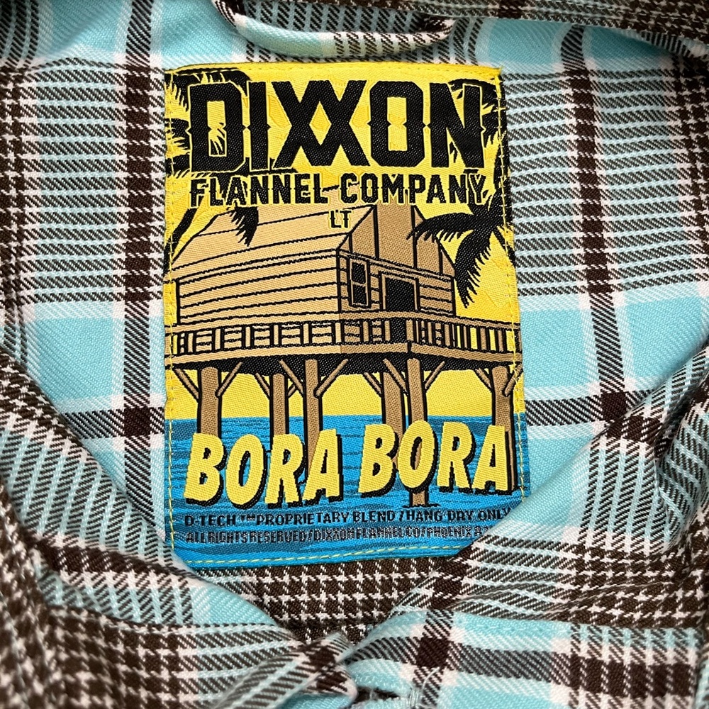 Dixxon Mens Bora Bora Large Tall Flannel Green Gray Button Up